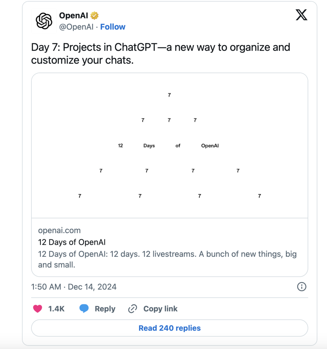 OpenAI重磅推出ChatGPT Projects功能，让ChatGPT更容易管理！网友：这是几日来最有用的发布