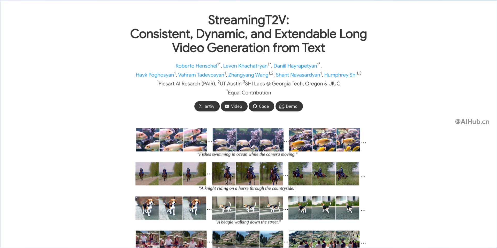 StreamingT2V-AI视频生成模型，支持生成2分钟视频